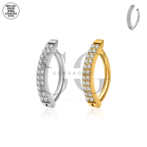 Sensagem SG6056 Stainless Steel Curved Barbell with Pave Zircon Arc