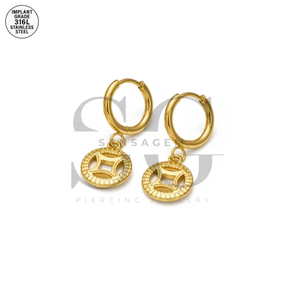 SG9057 Coin Pendant Hoop – Bold Lads Ear Piercing Jewelry