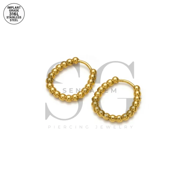 SG9060 Gold Beaded Hoops – Elegant Jewellers Ear Piercing Jewelry