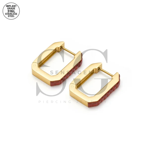 SG9065 Square Zircon Hoops – Full Ear Piercing Jewelry in 316L - Image 3