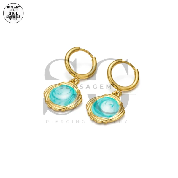 SG9066 Round Gem Hoops – Gold Stainless Steel for Women Ear Piercing - Image 2