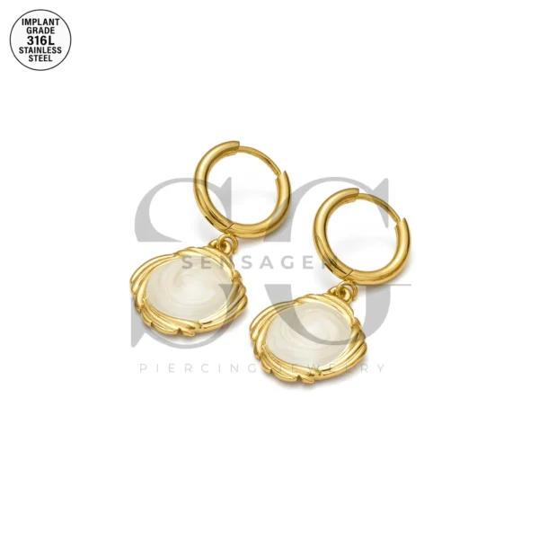 SG9066 Round Gem Hoops – Gold Stainless Steel for Women Ear Piercing - Image 3