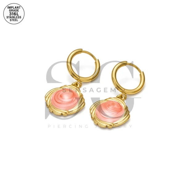 SG9066 Round Gem Hoops – Gold Stainless Steel for Women Ear Piercing - Image 4