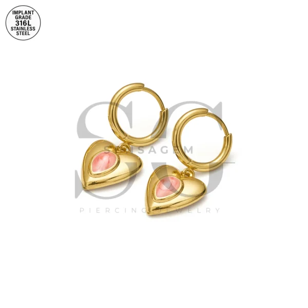 SG9070 Teardrop Gem Dangle Hoops – Ear Piercing Gold Earrings