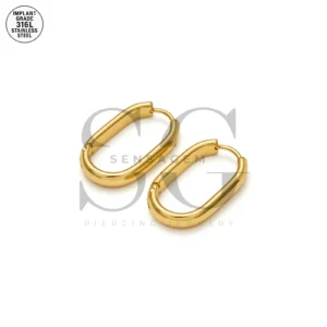 SG9071 Oval Gold Ear Hoops – Classic Ear Piercing Style