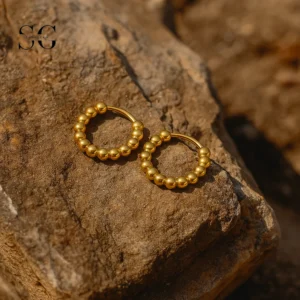SG9073 Beaded Ear Hoops – Gold In Ear Piercing Jewelry