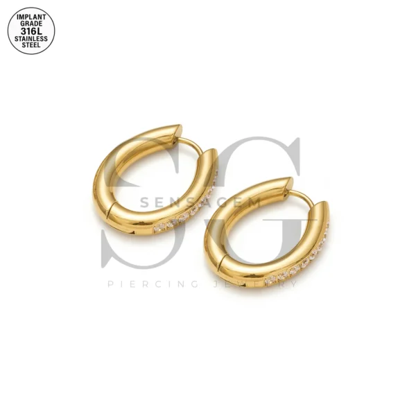 SG9091 5A Zircon Gold Hoops – Ear Piercing for Women Jewelry