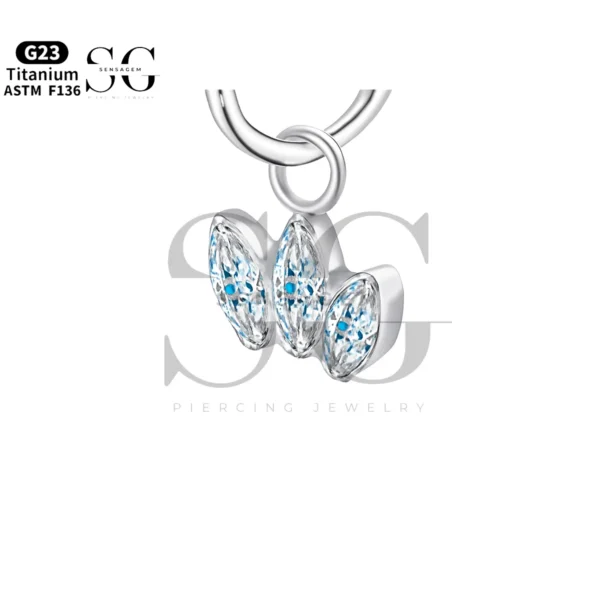 Sensagem SGYS8038 G23 Titanium Dangle Charm with Marquise Zircon Cluster