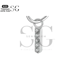 Sensagem SGYS8039 G23 Titanium Dange charme met Pave Zirkon Bar