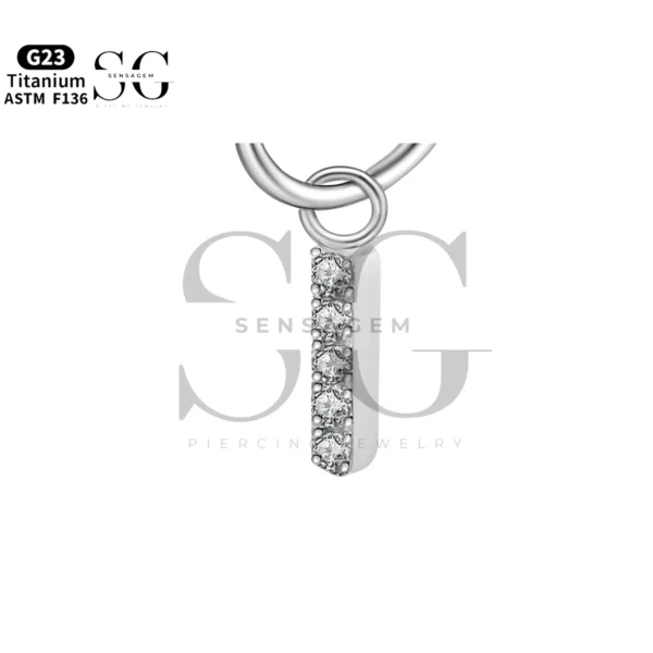 Sensagem SGYS8039 G23 Titanium Dangle Charm with Pave Zircon Bar