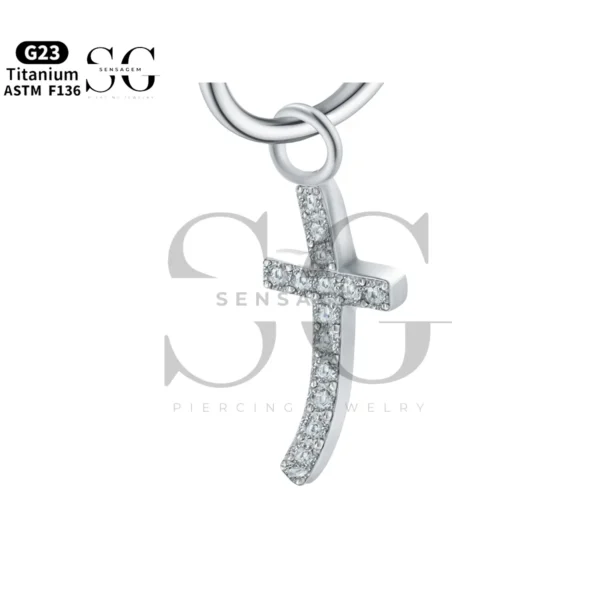 Sensagem SGYS8042 G23 Titanium Dangle Cross Charm with 5A Zircon Pave - Image 2