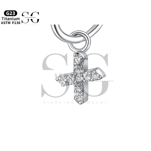 Sensagem SGYS8043 G23 Titanium Dangle Cross Charm with 5A Zircon Pave - Image 3