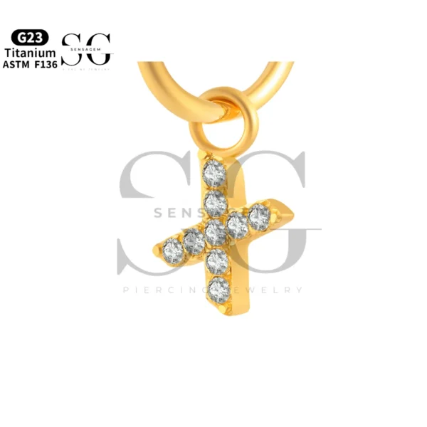 Sensagem SGYS8043 G23 Titanium Dangle Cross Charm with 5A Zircon Pave - Image 2