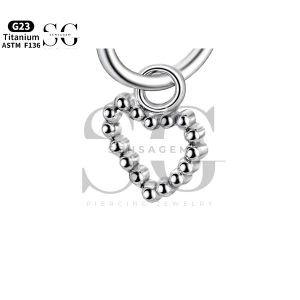 Sensagem SGYS8044 G23 Titanium Beaded Heart Dangle Charm