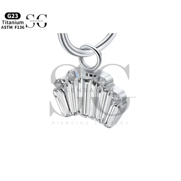 Sensagem SGYS8045 G23 Titanium Dangle Crown Charm with 5A Zircon Baguettes