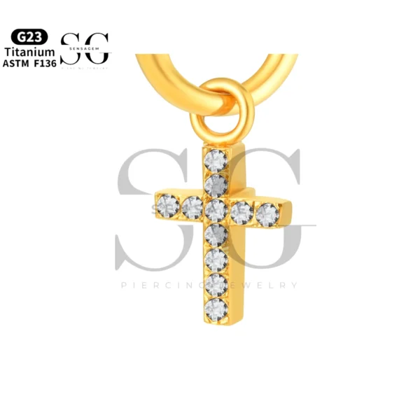 Sensagem SGYS8047 G23 Titanium Dangle Pave Cross Charm with 5A Zircon - Image 2
