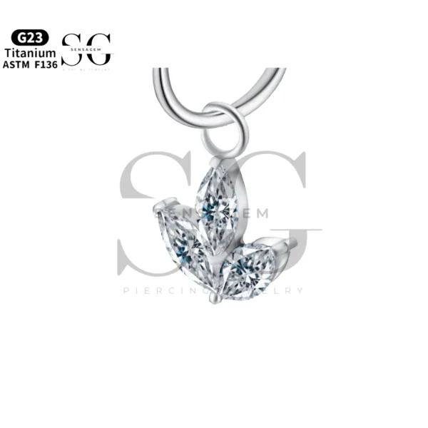 Sensagem SGYS8052 G23 Titanium Dangle Triple Marquise Charm with 5A Zircon - Image 2