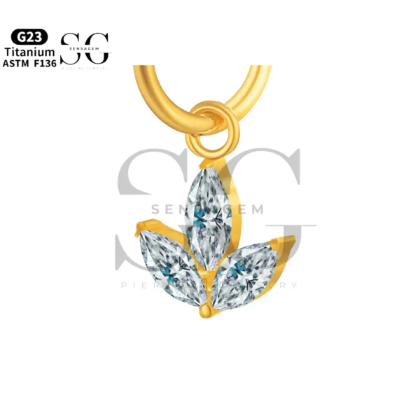 Sensagem SGYS8052 G23 Titanium Dangle Triple Marquise Charm with 5A Zircon