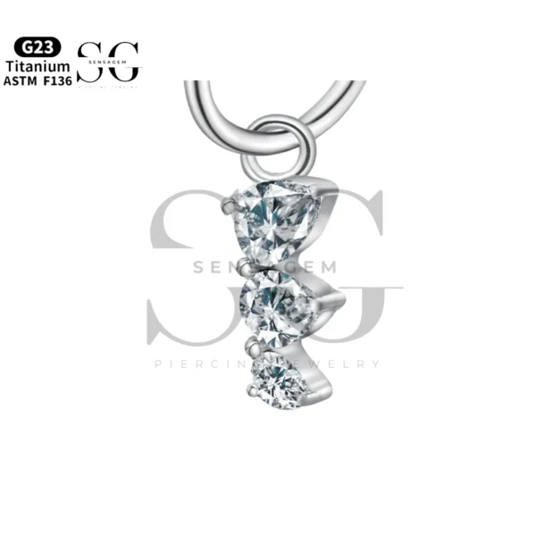 Sensagem SGYS8053 G23 Titanium Dangle Charm with Graduated 5A Zircon Triplet