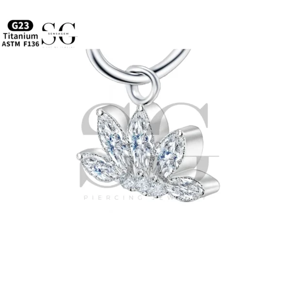 Sensagem SGYS8055 G23 Titanium Dangle Floral Charm with 5A Marquise Zircons