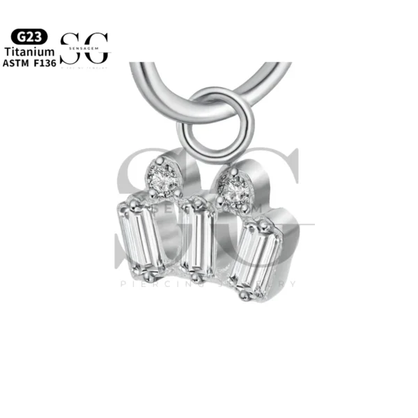 Sensagem SGYS8056 G23 Titanium Dangle Baguette Zircon Crown Charm