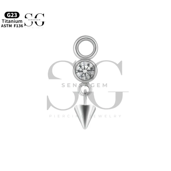 Sensagem SGYS8057 G23 Titanium Dangle Zircon & Spike Charm - Image 3