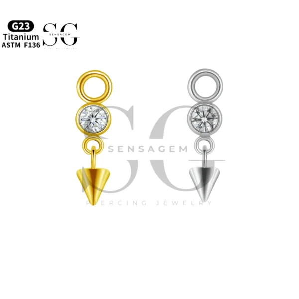Sensagem SGYS8057 G23 Titanium Dangle Zircon & Spike Charm