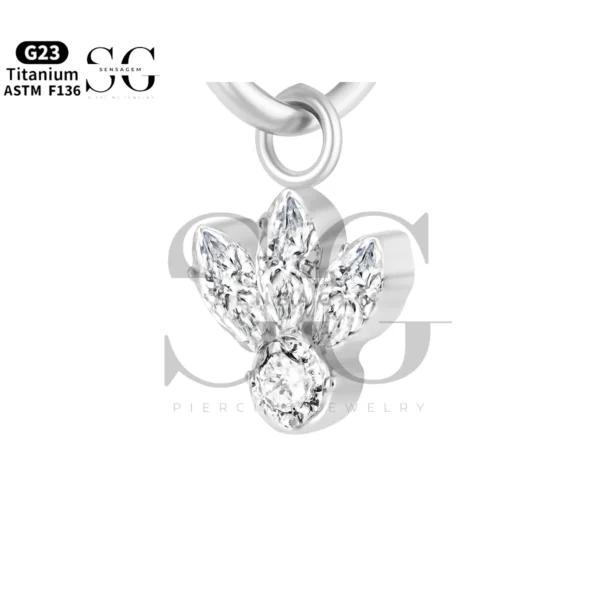 Sensagem SGYS8058 G23 Titanium Dangle Zircon Floral Cluster Charm