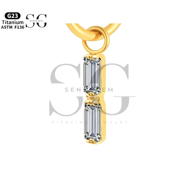 Sensagem SGYS8059 G23 Titanium Dangle Charm with Dual 5A Baguette Zircons