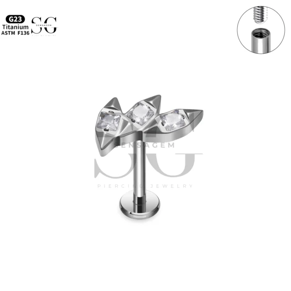 Sensagem SG4335 G23 Titanium Internally Threaded Zircon Cluster Labret
