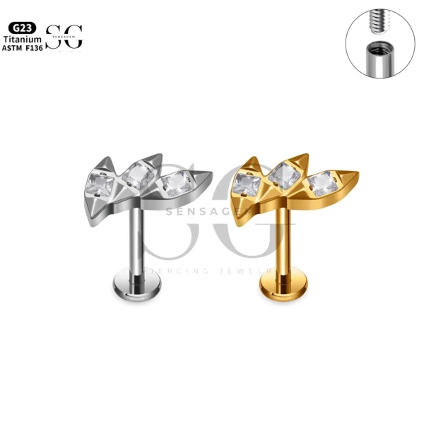 Sensagem SG4335 G23 Titanium Internally Threaded Zircon Cluster Labret