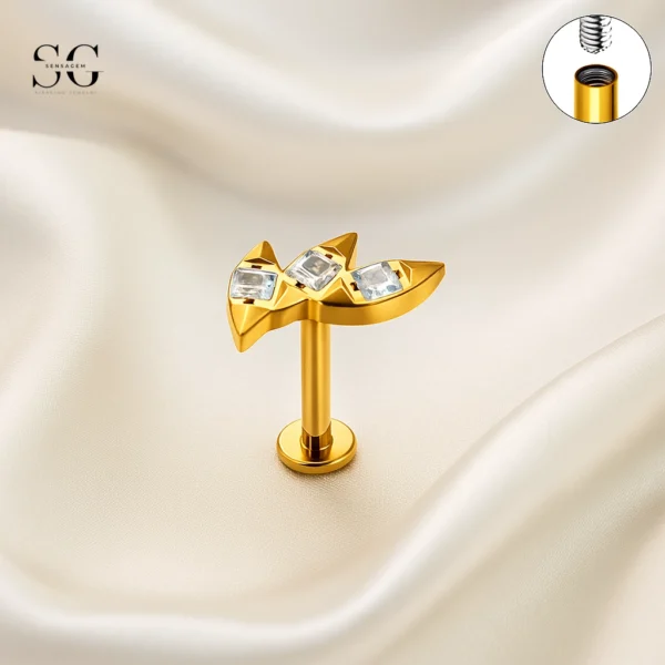 Sensagem SG4335 G23 Titanium Internally Threaded Zircon Cluster Labret