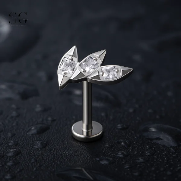 Sensagem SG4335 G23 Titanium Internally Threaded Zircon Cluster Labret