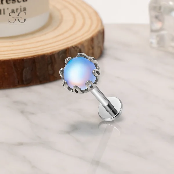 Sensagem SG4357 G23 Titanium Internally Threaded Labret with 5A Zircon & Crown Setting
