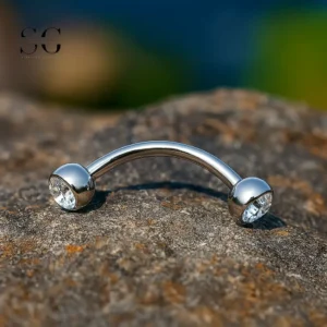 Sensagem SGYS8023 Externally Threaded G23 Titanium & 316L Surgical Steel Jewelled Barbell