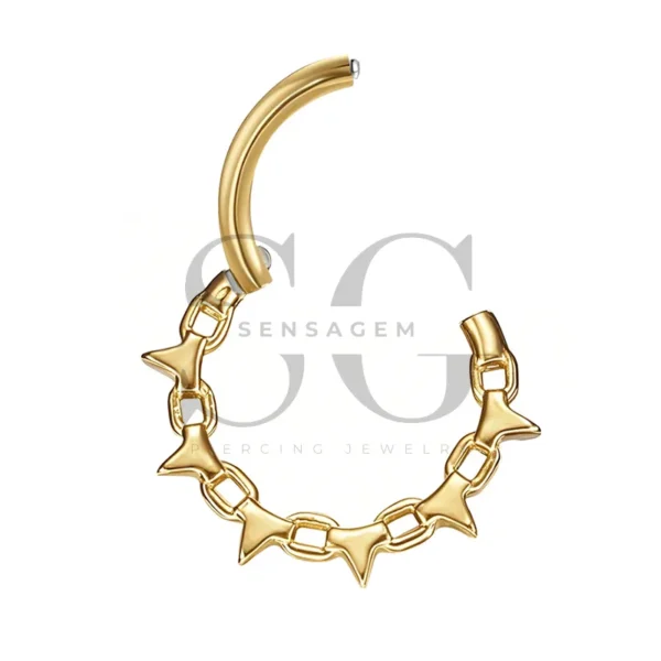 Sensagem SGYS3237 G23 Titanium Hinged Clicker Ring with Spiked Design