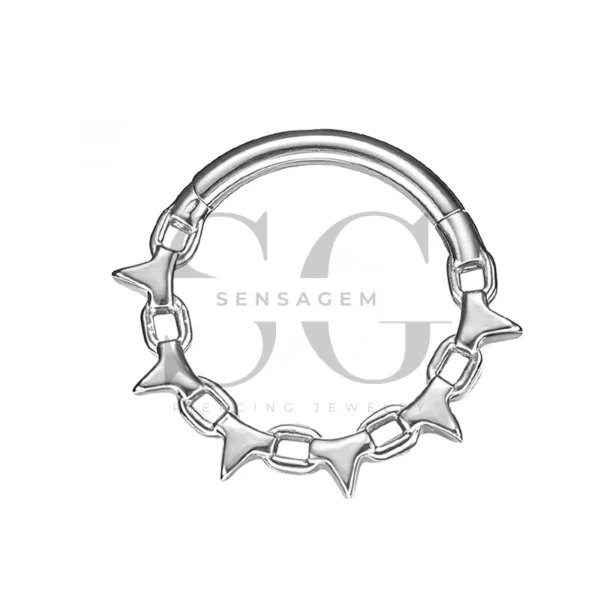 Sensagem SGYS3237 G23 Titanium Hinged Clicker Ring with Spiked Design