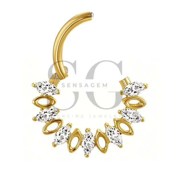 Sensagem SGYS3238 G23 Titanium Hinged Clicker Ring with 5A Zircon Cluster