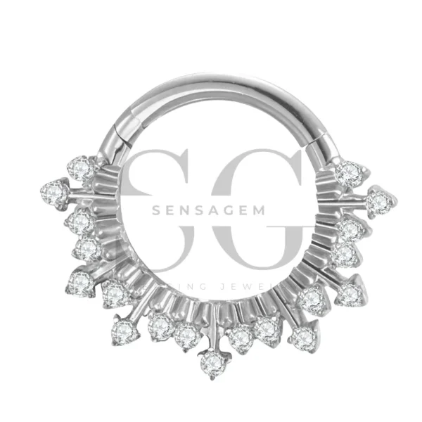 Sensagem SGYS3239 G23 Titanium Hinged Clicker Ring with 5A Zircon Dangles - Image 3