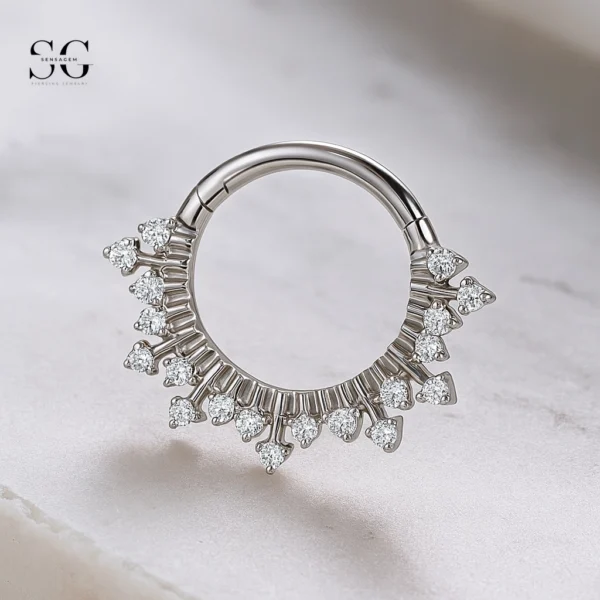 Sensagem SGYS3239 G23 Titanium Hinged Clicker Ring with 5A Zircon Dangles - Image 2