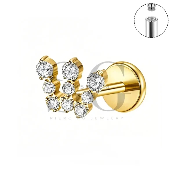 Sensagem SGYS4309 G23 Titanium Internally Threaded Labret with 5A Zircon Tri-Cluster - Image 3