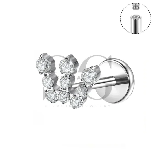 Sensagem SGYS4309 G23 Titanium Internally Threaded Labret with 5A Zircon Tri-Cluster - Image 4