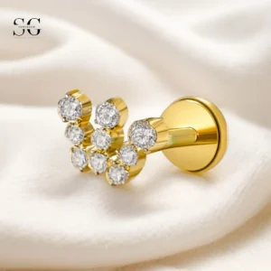 Sensagem SGYS4309 G23 Titanium Labret fileté en interne avec 5A Zircon Tri-Cluster
