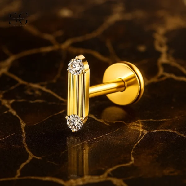 Sensagem SGYS4310 G23 Titanium Internally Threaded Labret with 5A Zircon Bar Design - Image 2