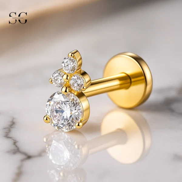 Sensagem SGYS4312 G23 Titanium Internally Threaded Teardrop Dangle Labret with 5A Zircon