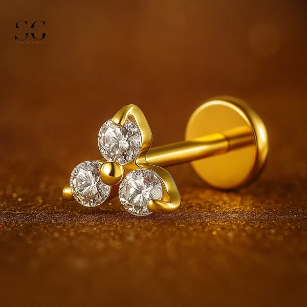 Sensagem SGYS4316 G23 Titanium Internally Threaded Labret with 5A Zircon Pear-Cut Flower - Image 2