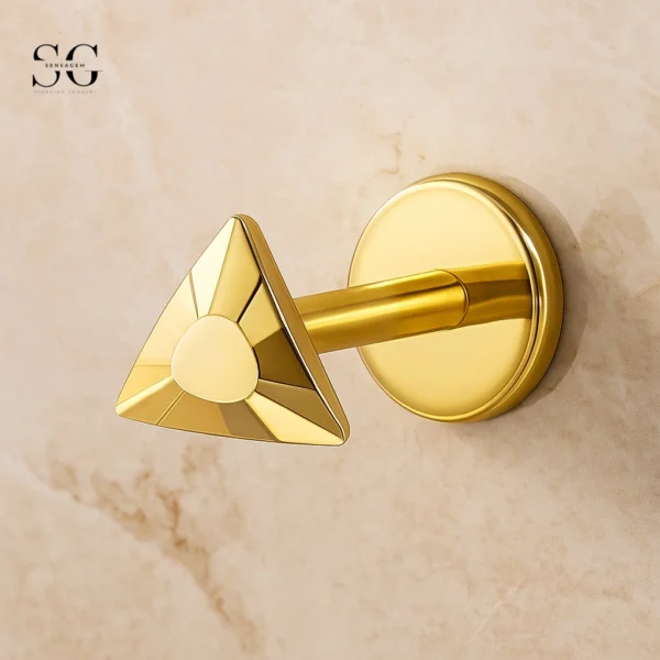 Sensagem SGYS4320 G23 Titanium Internally Threaded Labret with Geometric Triangle Top - Image 2