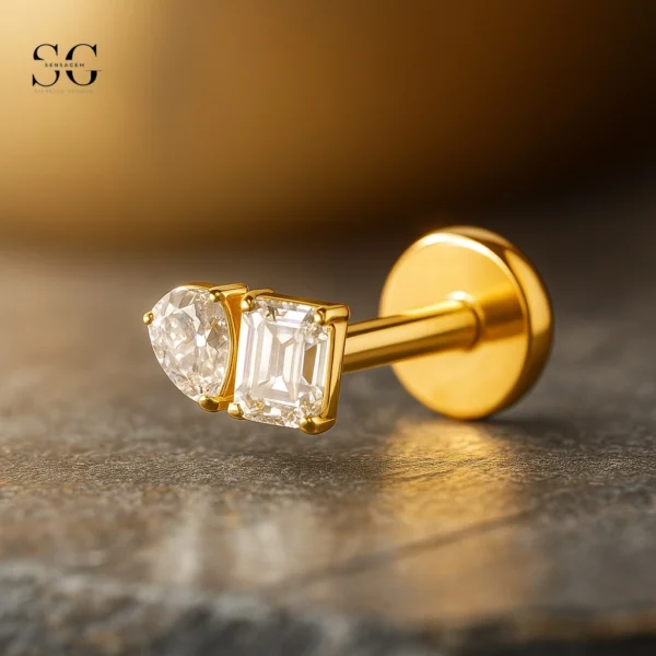 Sensagem SGYS4322 G23 Titanium Internally Threaded Labret with 5A Zircon Radiant Duo - Image 2