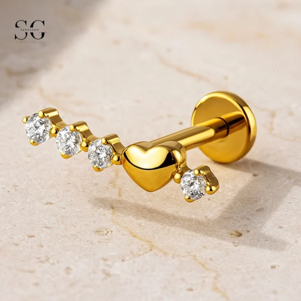 Sensagem SGYS4325 G23 Titanium Internally Threaded Labret with 5A Zircon Wave Line - Image 2