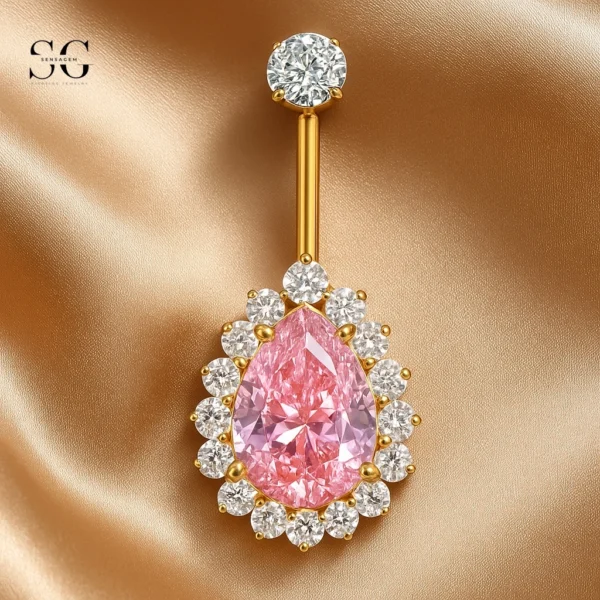 Sensagem SGYS6052 G23 Titanium Internally Threaded Belly Ring Piercing with 5A Zircon - Image 2
